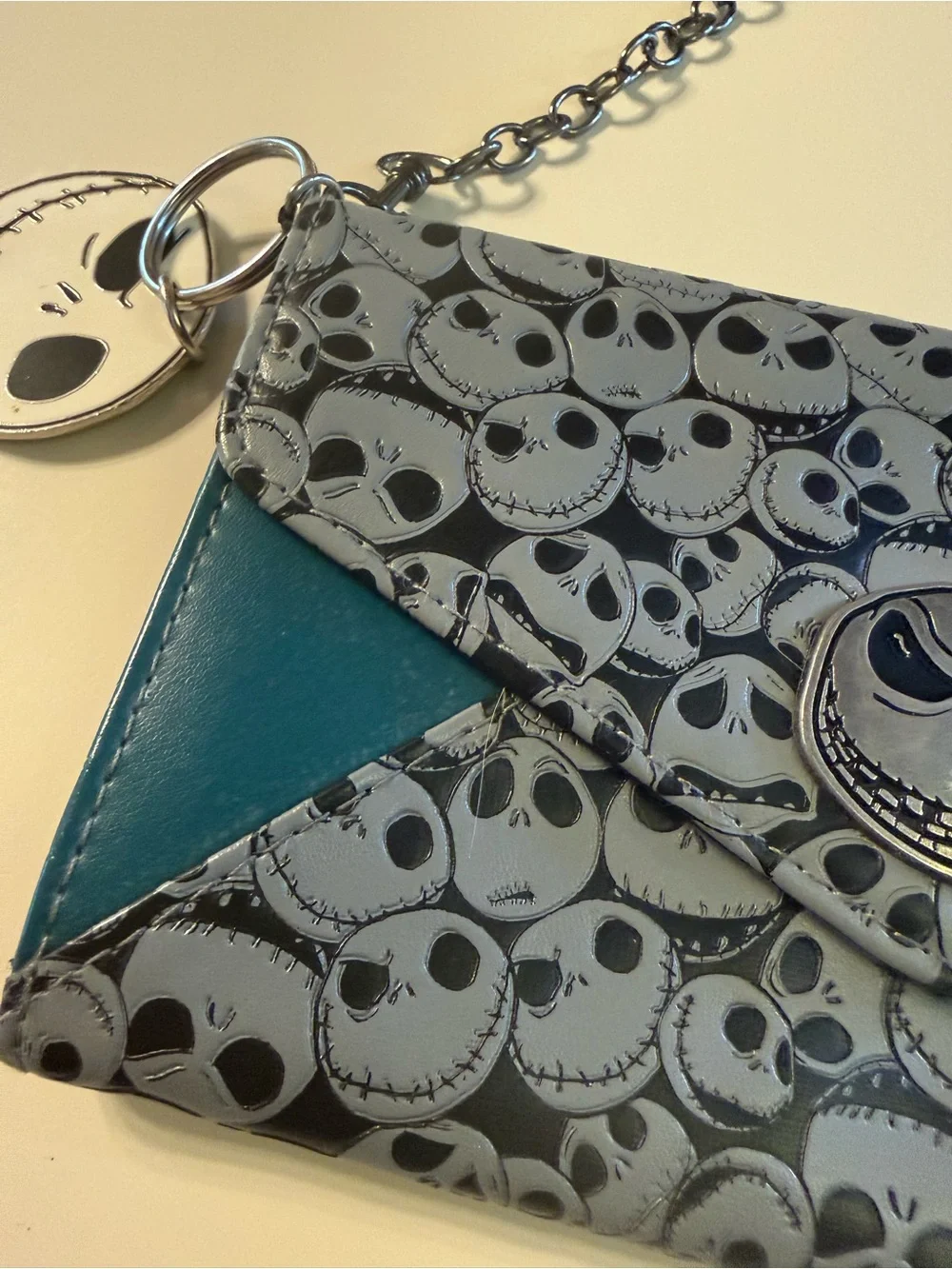 The Nightmare Before Christmas Jack Skellington Teal Accent Crossbody Wallet